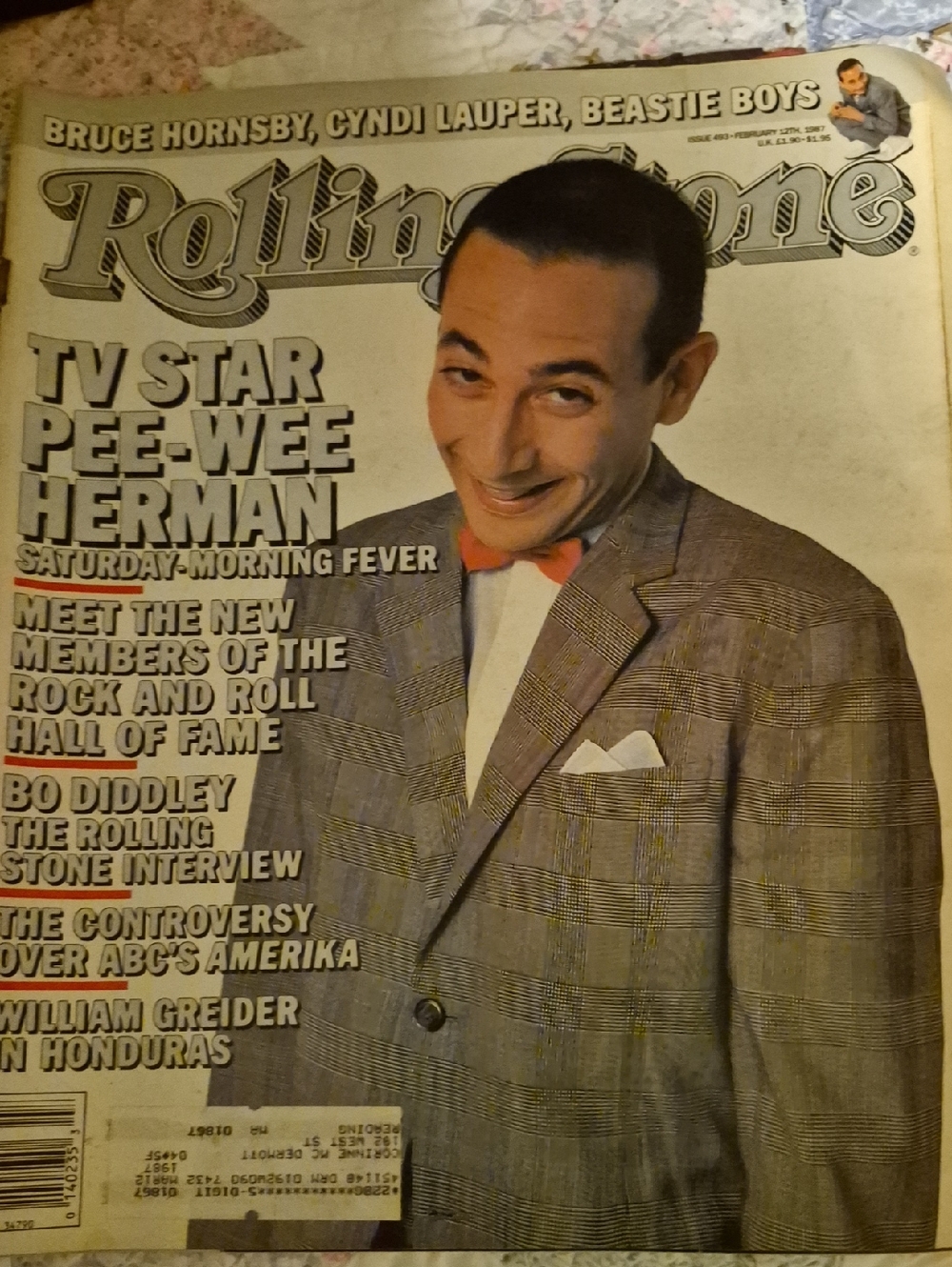 Rolling Stone Magazine Cover Featuring Pee-wee Herman, Gray Plaid Jacket